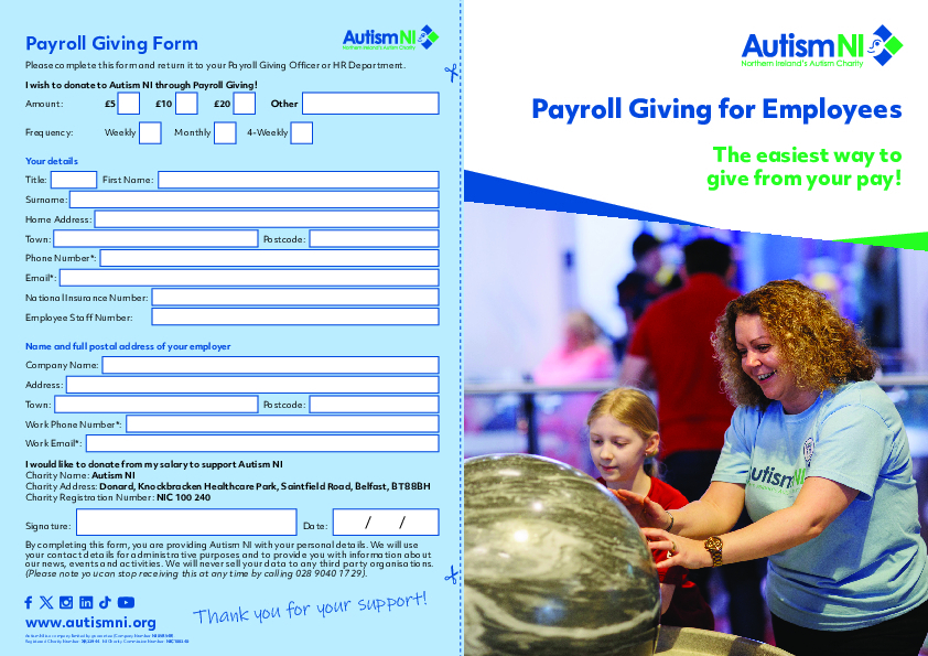 Autism NI Payroll Giving Leaflet