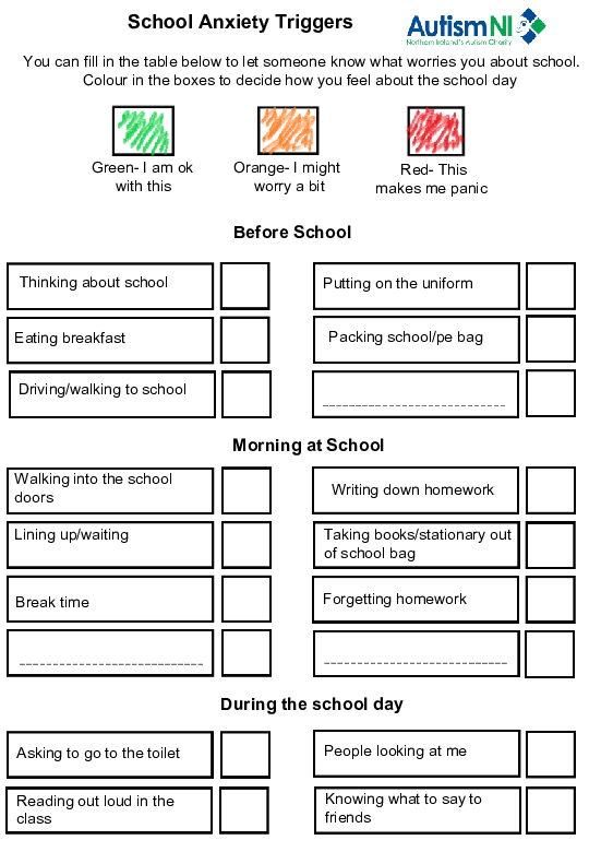 School Anxiety Triggers