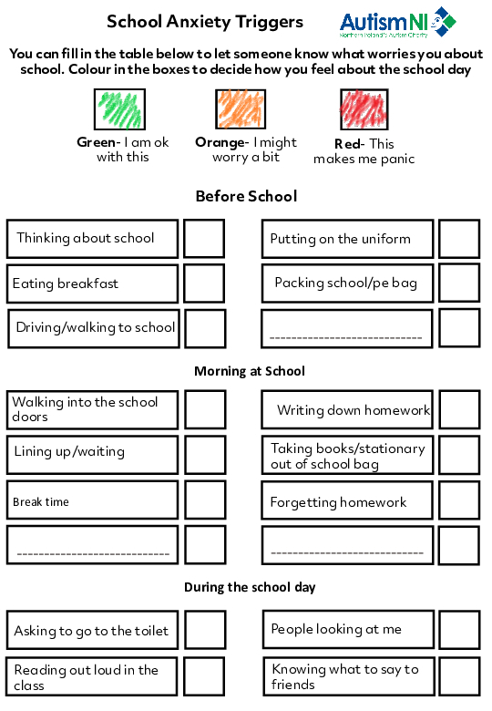 School Anxiety Triggers